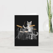 Cat Playing Drums Drumset Drumkit Drumming Drum Dr カード (正面)