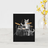 Cat Playing Drums Drumset Drumkit Drumming Drum Dr カード (黄色い花)