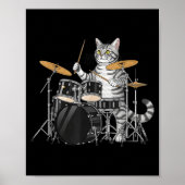 Cat Playing Drums Drumset Drumkit Drumming Drum Dr ポスター (正面)