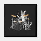 Cat Playing Drums Drumset Drumkit Drumming Drum Dr マグネット (正面)