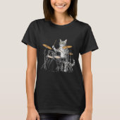 Cat Playing Drums Drumset Drumkit Drumming Drum Dr Tシャツ (正面)