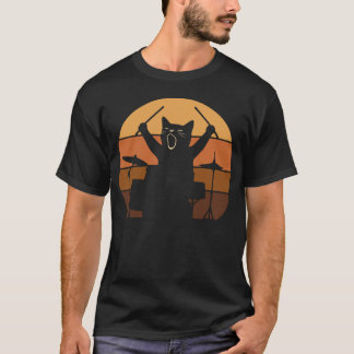 Cat Playing Drums Tシャツ