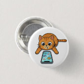 Cat Playing Fish Game Button 缶バッジ (正面&裏面)