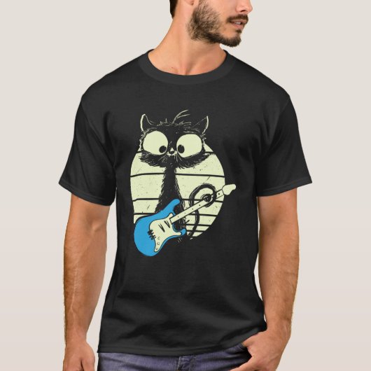 Cat Playing Guitar Guitarist Cat Tシャツ (正面)