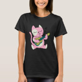cat playing guitar music tシャツ (正面)