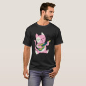 cat playing guitar music tシャツ (正面フル)