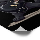 Cat Playing Guitar Rock And Roll Rock Star Funny  ポスター (角)