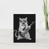 Cat Playing Guitar Rock Star Rock And Roll Men Wom カード (正面)