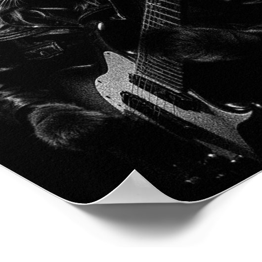 Cat Playing Guitar Rock Star Rock And Roll Men Wom ポスター (角)
