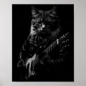 Cat Playing Guitar Rock Star Rock And Roll Men Wom ポスター (正面)