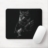 Cat Playing Guitar Rock Star Rock And Roll Men Wom マウスパッド (マウス)