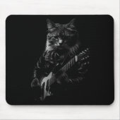Cat Playing Guitar Rock Star Rock And Roll Men Wom マウスパッド (正面)