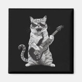Cat Playing Guitar Rock Star Rock And Roll Men Wom マグネット (正面)