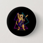 Cat Playing Guitar Rock Star Rock And Roll Men Wom 缶バッジ (正面)
