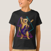 Cat Playing Guitar Rock Star Rock And Roll Men Wom Tシャツ (正面)