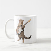 Cat Playing Guitar Shirt Kids Men Women Rock And R コーヒーマグカップ (左)