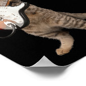 Cat Playing Guitar Shirt Kids Men Women Rock And R ポスター (角)