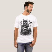 Cat Playing Guitar T-Shirt Funny Music Lover Tee Tシャツ (正面フル)