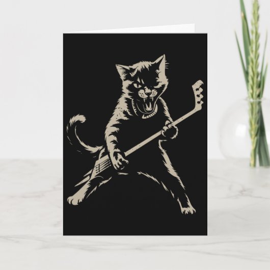 Cat Playing Ice Hockey Funny Cat Playing Hockey Sp カード (正面)