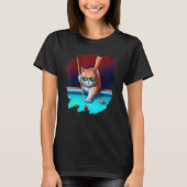 Cat Playing Pool Billiards in Lounge Cool Cats 1 Tシャツ (正面)