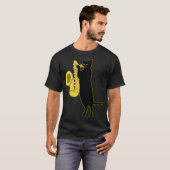 Cat Playing Saxophone Cool Wind Instrument Sax Tシャツ (正面フル)