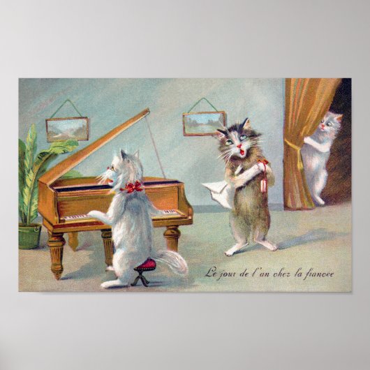 Cat Playing the Piano, Louis Wain ポスター (正面)