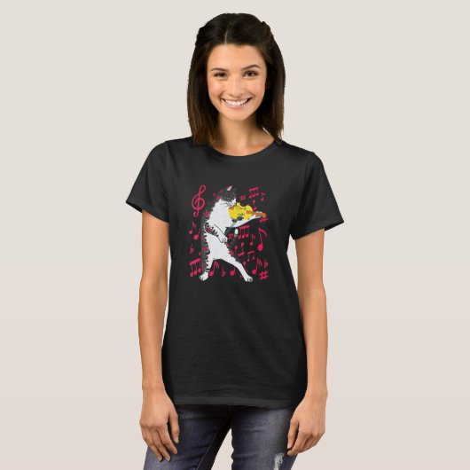 Cat Playing Violin Musical Instruments Violinist C Tシャツ (正面フル)