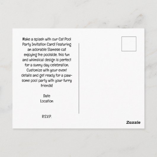 Cat Pool Party for Cat lovers ポストカード (裏面)