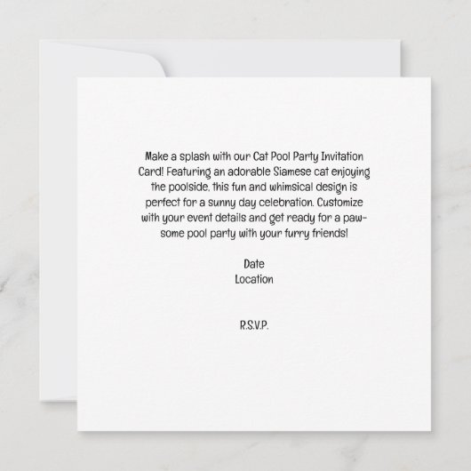 Cat Pool Party for Cat lovers 招待状 (裏面)