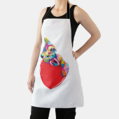 Cat Pop Art Style Kitty On A Heart エプロン (インサイチュ)