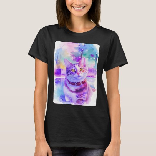 Cat Portrait Animal Beautiful Kitten Illustration Tシャツ (正面)