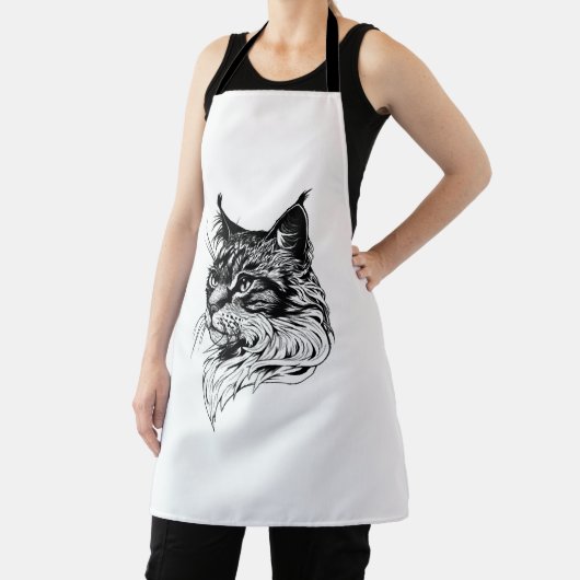 Cat Portrait hand-drawn エプロン (インサイチュ)