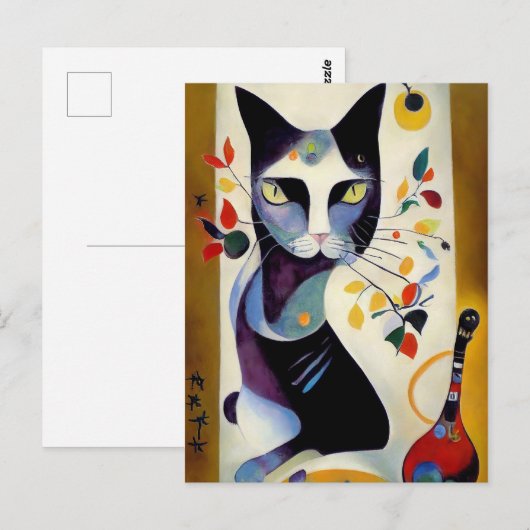 Cat portrait in expressionistic style. Art ポストカード (正面/裏面)