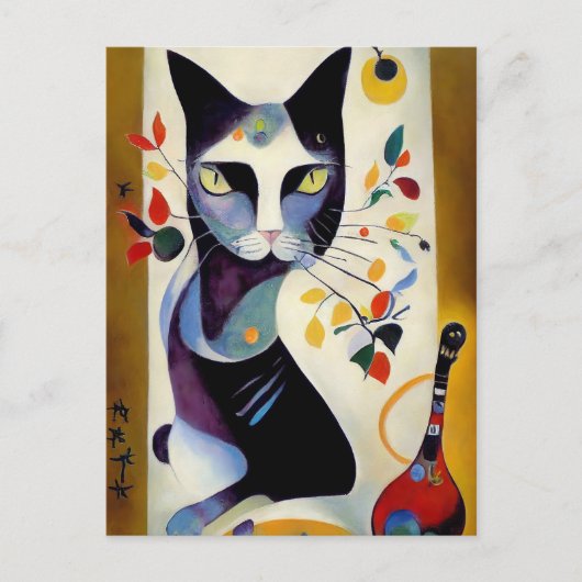Cat portrait in expressionistic style. Art ポストカード (正面)