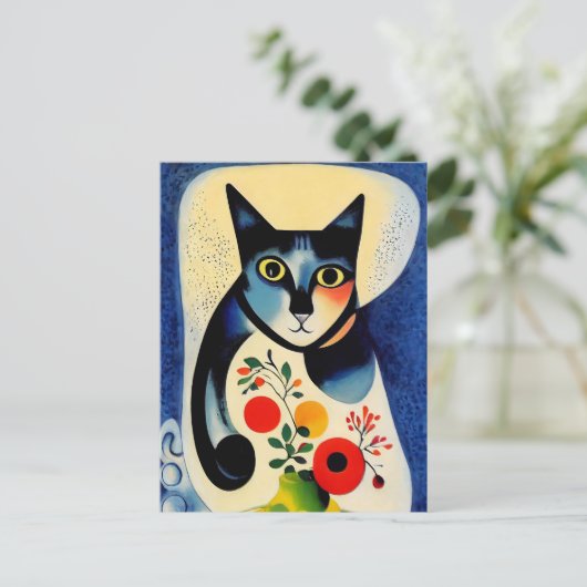 Cat portrait in expressionistic style. Classic Art ポストカード (スタンド正面)