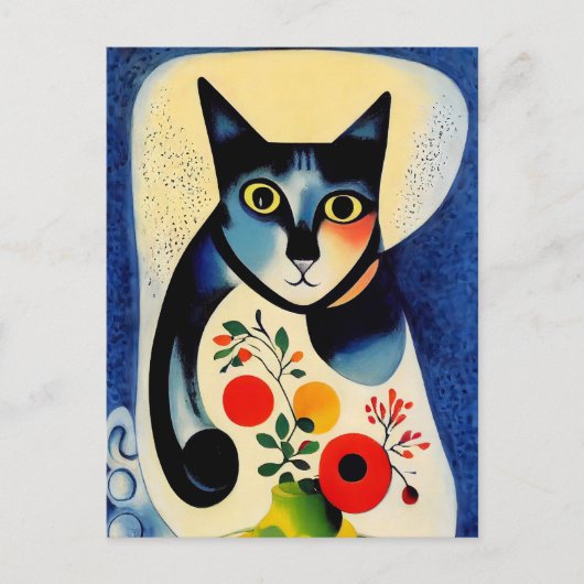 Cat portrait in expressionistic style. Classic Art ポストカード (正面)