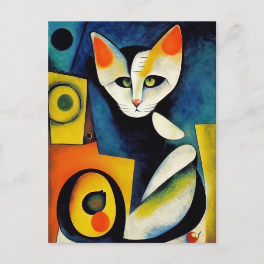 Cat portrait in expressionistic style. Classic Art ポストカード (正面)