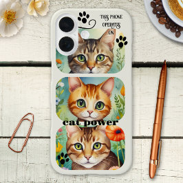 Cat Power Funny Purring Device Phone Case  iPhone 16ケース