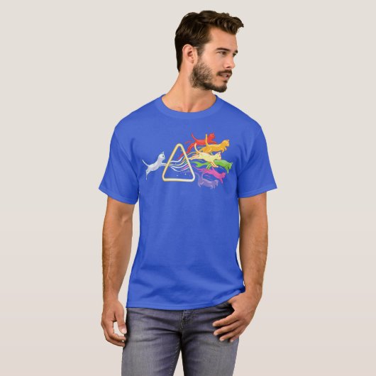 Cat Prism Rainbow Light Funny Physics Science Tシャツ (正面フル)