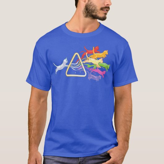 Cat Prism Rainbow Light Funny Physics Science Tシャツ (正面)