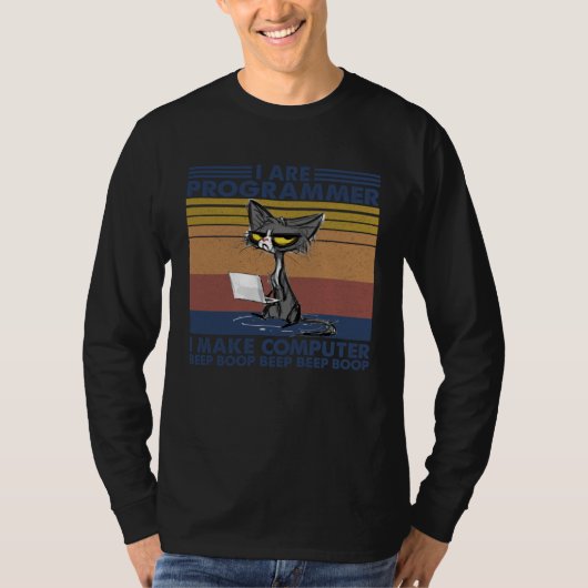 Cat Programmers Programming Make Computer  Apparel Tシャツ (正面)