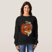 Cat Pumpkin Jack O Lantern Cat Halloween Costume B スウェットシャツ (正面フル)