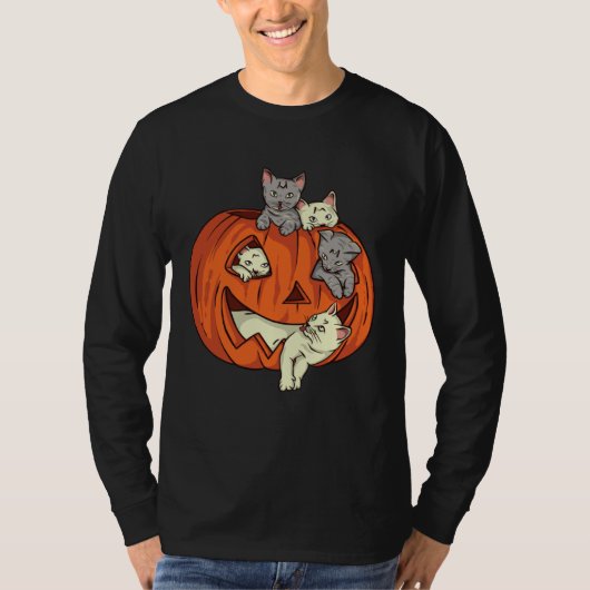 Cat Pumpkin Jack O Lantern Cat Halloween Costume B Tシャツ (正面)