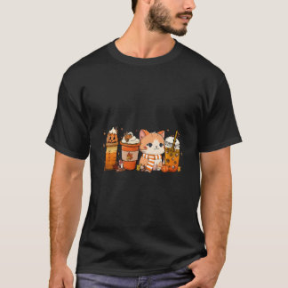 Cat Pumpkin Spice Coffee Latte Fall Autumn Season Tシャツ