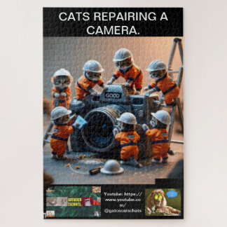 Cat puzzles, wearing uniforms, repairing a camera. ジグソーパズル