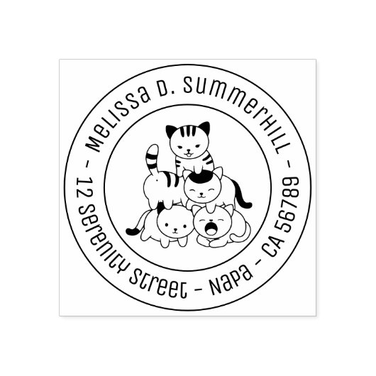 Cat Pyramid Round Address ラバースタンプ (インプリント)
