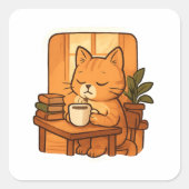  Cat Quiet but Focused スクエアシール (正面)