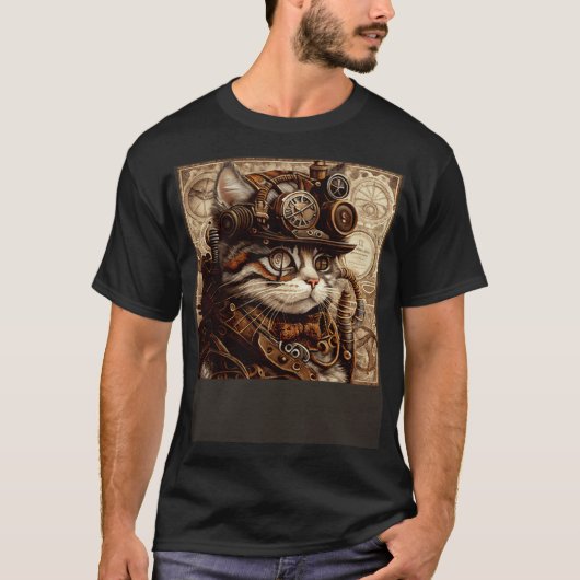 Cat Quilting Steampunk Tシャツ (正面)
