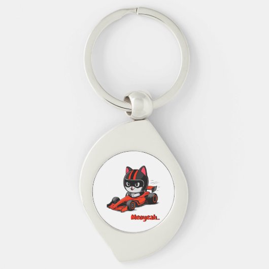 cat raciing car Keychain キーホルダー (正面)