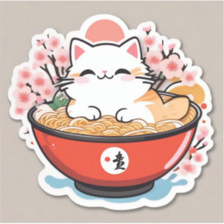 Cat ramen シール